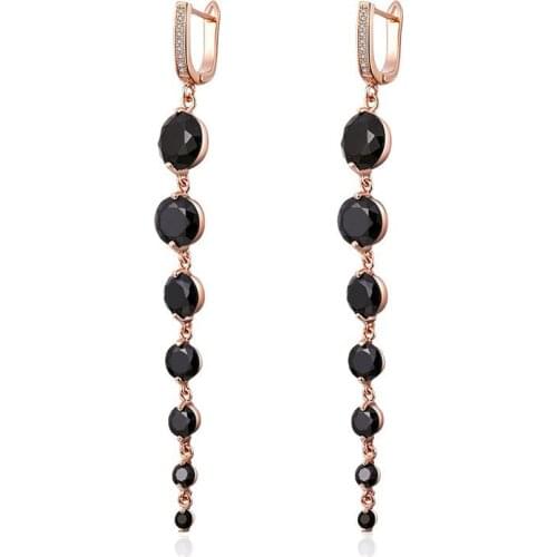 Luxury AAA Cubic Zirconia Beads Long Earrings Rose Gold Silver Color Tassel Dangle Drop Earrings for Women Fashion Jewelry Gifts
