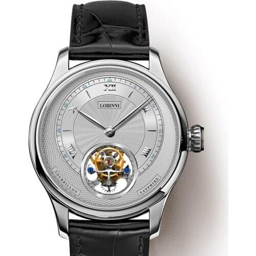 Tourbillion luxury watch men,mens automatic wrist watches LOBINNI man dress waterproof skeleton mechanical wristwatch relogio