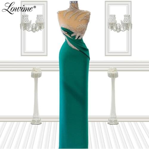 Dubai Luxury Beaded Evening Dresses 2021 Long Beading Handmade Formal Dress For Wedding Party Plus Size Arabic Evening Wear Robe