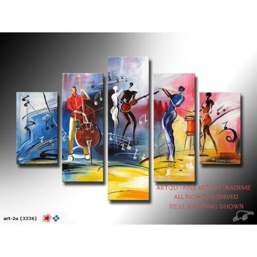 Hand-painted artwork The Music festival carnivals High Q. Wall Decor Landscape Oil Painting on canvas 5pcs/set mixorde Framed