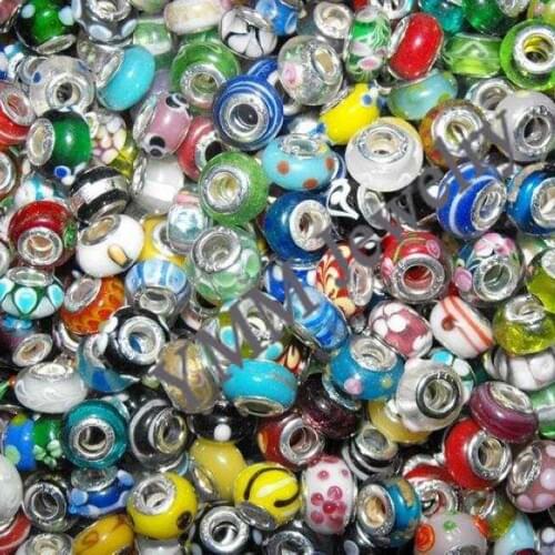 Cheapest lampwork glass beads free shipping, fit Pan style charm bracelets, beaded bracelets, multicolors big hole loose beads