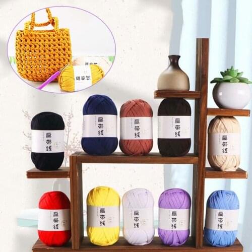 Mesh flat belt cloth strip wool ball thick thread special price Crochet storage basket wrist wholesale hand woven material bag