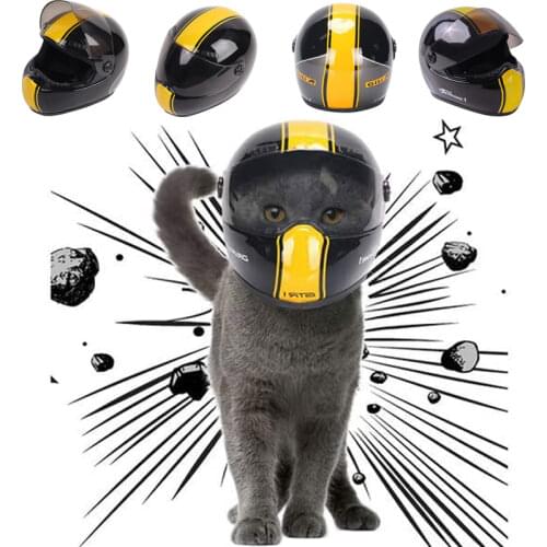 Handsome Cute Pet Helmet Cat Dog Cap Outdoor Anti-collision Hat for Cat Dog Styling Photo Mini Motorcycle Helmet Props Pet Hat