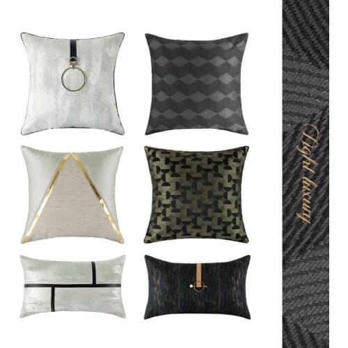 45x45/50x30cm mordern luxury black cushion cover geometric jacquard pillowcase sofa decorative slivery texture pillow cover