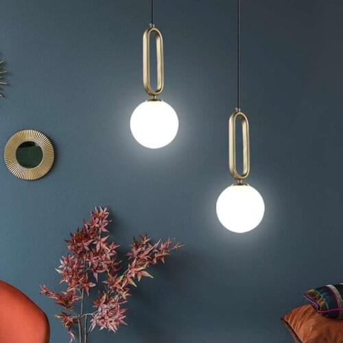 European style glass luminous small ball creative childrens room bedroom single head simple decorative Pendant Lights WF1016