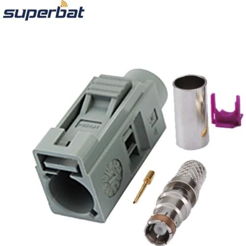 Superbat 10pcs RF Fakra Connector Crimp Jack Female Grey Remote Control Keyless entry for Coaxial Cable LMR195,RG58