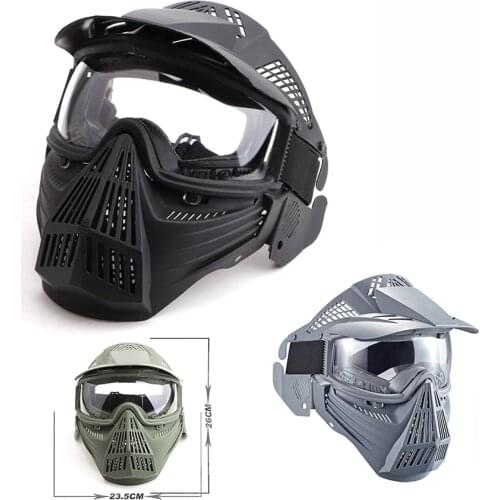 Tactical Airsoft Full Face Mask Paintball Protective Safety Goggles Anti-Fog PC Lens Breathable Transformer Mask Shoot Accessory