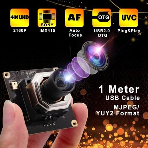 4K Autofocus USB Webcam MJPEG 30fps 3840x2160 CMOS Sony IMX415 No Distortion USB Camera Modulefor Computer PC Desktop Laptop