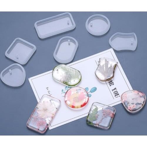 Hanging Listed Resin Mold Geometric Shape Irregular Rectangular Circle Pendant Silicone Mould DIY Crafts Jewelry Mold