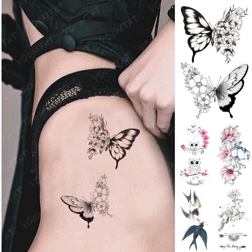 Waterproof Temporary Tattoo Sticker Geometric Butterfly Flash Tatoo Owl Swallow Hand Wrist Fake Tatto For Body Art Women Men