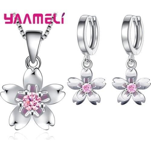 Unique Design 925 Sterling Silver Romantic Earrings Necklace for Women Girls Top Quality Anniversary Gift Elegant Flower Jewelry