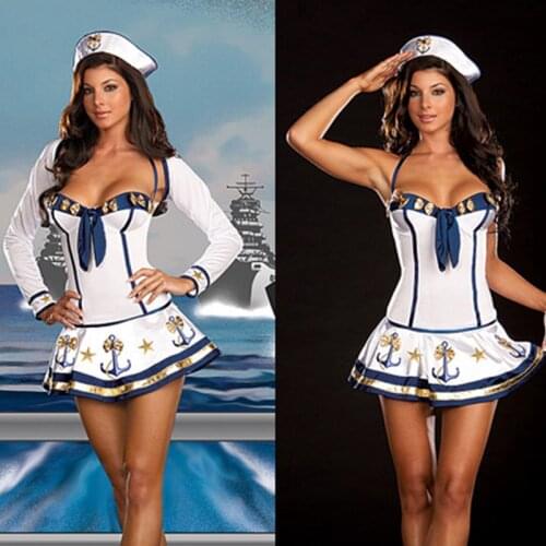 Fantasy Marinheira White High Quality Adult Sexy Female Sailor Girl Costume Womens Sea Sailor Costume Cosplay