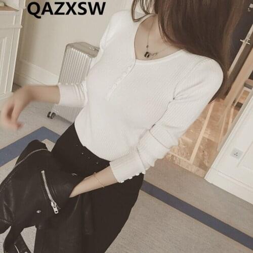 2019 Spring Autumn Large Size Fashion Casual Knit Pullover Sweater V Collar Long Sleeve Solid Slim Bottoming Women Sweater ZW058