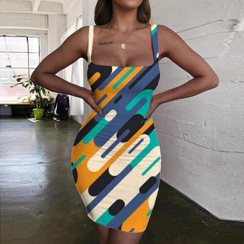 Giyu Brand Geometry Dress Women Colorful Bodycon Dress Abstract 3d Print Art Sundress Womens Clothing Party Beach Beach Femme