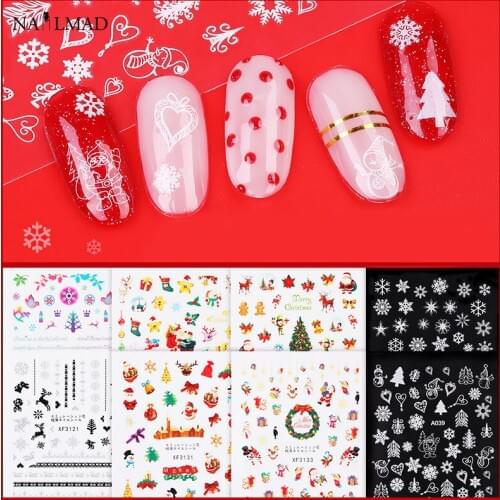 1pc 3D Xmas Nail Stickers Snowflakes Deer Santa Clause Letter Wraps Winter Nail Art Decoration Christmas
