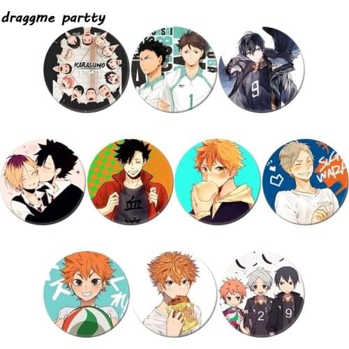1pcs Anime Haikyuu!! Cosplay Badges Hinata Shoyo Brooch Pins 58mm Japan Anime Collection Badge For Backpacks Clothes Gifts
