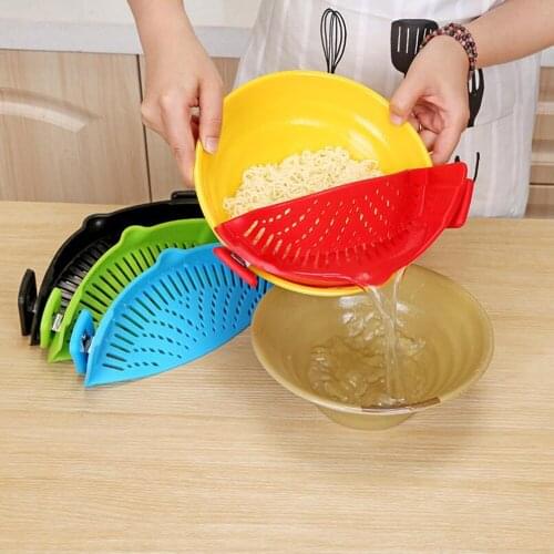 1PC Silicone Creative Noodles Vegetables Poure Filter Leakproof Baffle Leachers Kitchen Tools Colorful 150gB