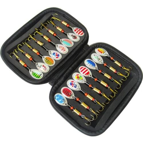 16PCS Fishing Lures Sequins Spoon Baits Set With Zipper Tackle Bag Treble Hooks Hand Spinner Crankbaits Fly Fishing Tackle