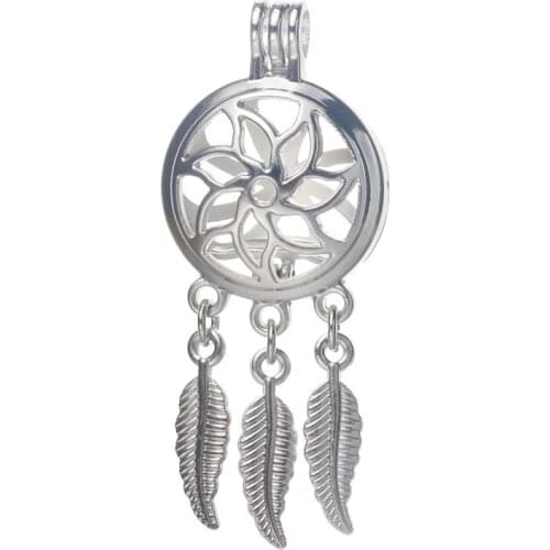 5pcs Sun Flower Dreamcatcher Pearl Cage Locket Pendant DIY Bead Cage Aroma Essential Oil Diffuser Box For Oyster Pearls