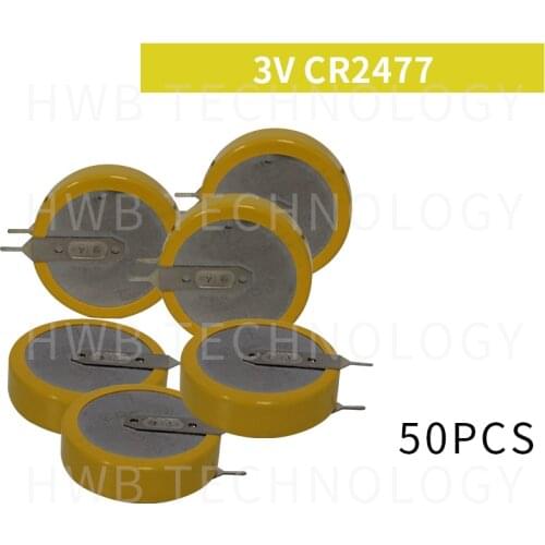 50PCS 3V CR2477 950mAh welding foot vertical card with button batteries Feet exposed 4MM personnel positioning Free shipping