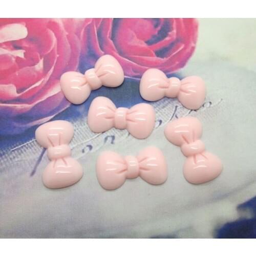 50Pcs Resin Light Pink Bowknot Crafts Flatback Cabochon Scrapbooking Decorations Fit Hair Clips Embellishments Beads Diy