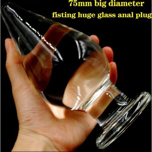 75mm Super Big Diameter Glass Anal Plug Anus Dilator Anal Expander Huge Fisting Glass Buttplug Large Ass Plug Adult Sex Toys