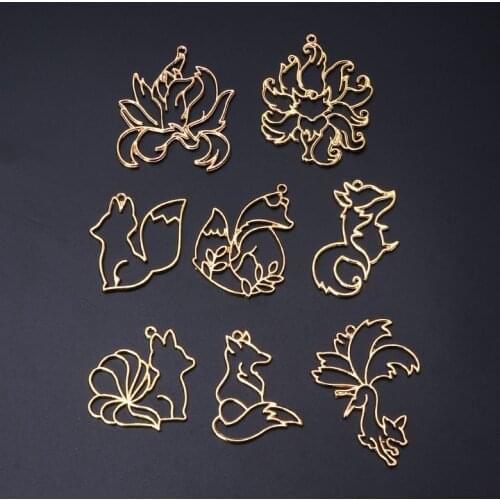 8Pcs Gold Animal Pendant Open Bezel Setting UV Resin Frame Jewelry Making