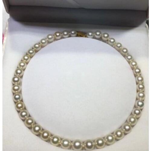 Free shipping noble jewelry 10-11mm natural champagne SouthSea pearl necklace 14k