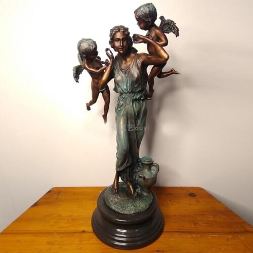 62CM Large huge 2021 home LIVING ROOM TOP Decor ART the Madonna Virgin Mary mother angels bronze statue sculpture Ornament