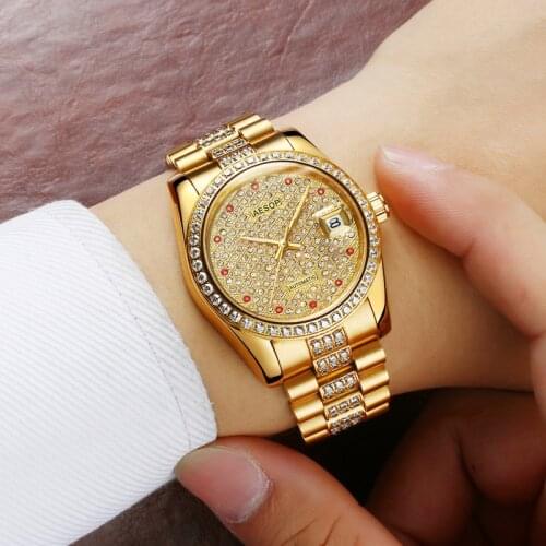Relogio Masculino AESOP Brand Luxury Watch Men Fashion Waterproof 30M Diamond Automatic Mechanical Wristwatch 2021 Reloj Hombre