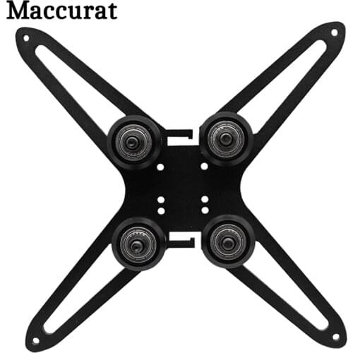 Maccurat Aluminium Alloy Black 150*150*3MM Hotbed Y Axis Carriage Support Plate With Pulley For 2020 Aluminum Profile and guide