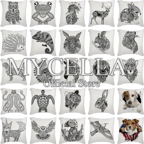 Black animals Dog cat horse turtle Pillowcase Cushion Cover 45*45 Polyester Pillow Cover Sofa Car Home Decor Throw Decoration