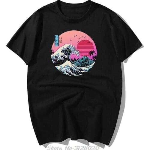 The Great Retro Wave Japanese Anime T-shirt Harajuku Streetwear Cotton Camisetas Hombre Men Vaporwave Funny Cool Hip Hop T Shirt