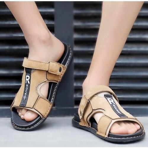 Piel couro slide vietnam ete shoes sandles herren cuero erkek sandalias outdoor beach genuine homme sandal hombre classic para