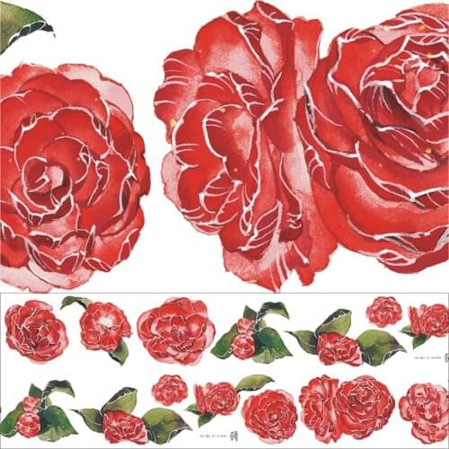 Red Camellia Japanese Paper Flower PET masking tape Stickers Long Cycle Special Oil