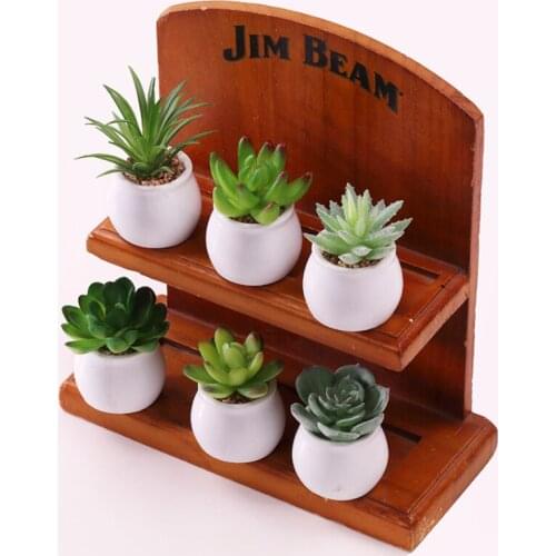 Creative Plastic Simulation Succulents Small Bonsai Mini Ceramic Fake Potted Plants Desktop Ornaments Decorative Green Plants