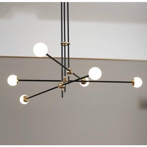 Creative modern wrought iron retro living room dining room bedroom personality geometric line combination Pendant LightsLX102718