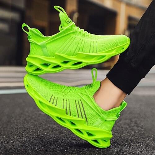 2021 Women And Men Sneakers Breathable Sneaker Mens Summer Fluorescent Green Couple Shoes Women Platform Casual Light Big Size