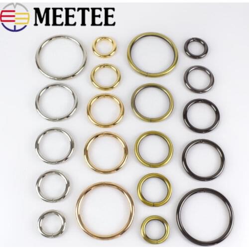 Meetee 6mmX200pcs 13-50mmX20pcs Metal O Shape Ring Buckle Circle Connection Hook DIY Bag Strap Belt Dog Collar Parts Accessory
