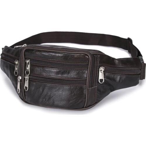 Men Waist Packs Genuine Leather Travel Bags Cowhide Crossbody Bag Belt Bags For Men Phone Bag