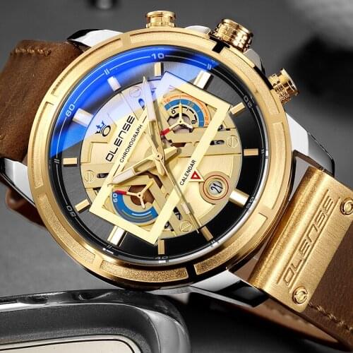 2021 New Men Watch Top Brand Luxury Sports Leather Waterproof Quartz Watch Fashion Stylish Chronograph Clocks Relogio Masculino