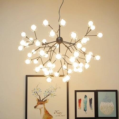 Nordic Firefly Pendant Lights Acrylic Lampshade LED Hanging Lamp G4 Golden Living Room Bedroom Modern Chandelier Fixtures