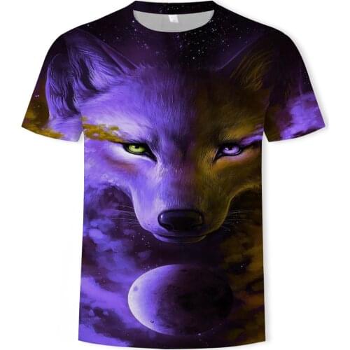 2021 Fashion New Animal World One Wolf 3D Printed Pattern Mens Short Sleeve Casual T-shirt Clothing