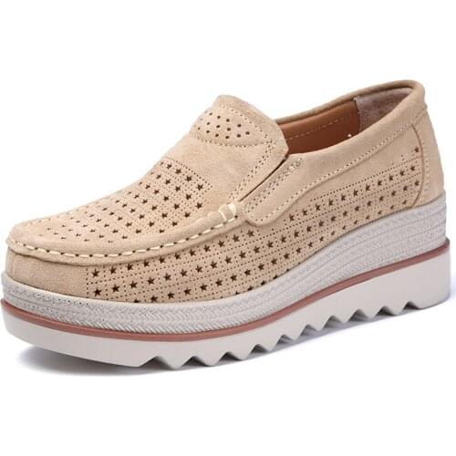 2019 summer new hollow womens flat shoes womens casual shoes leather fashion womens shoes large size 35-42 shoes women