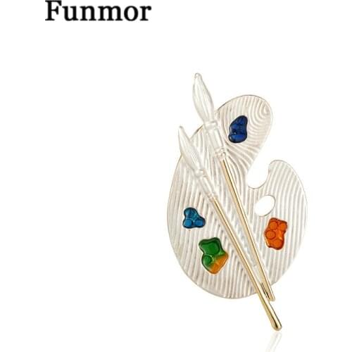 Funmor New Palette Decoration Brooch Alloy Enamel Pin For Women Artist Accessories Painting Work Ornaments Lapel Hat Bag Bijoux