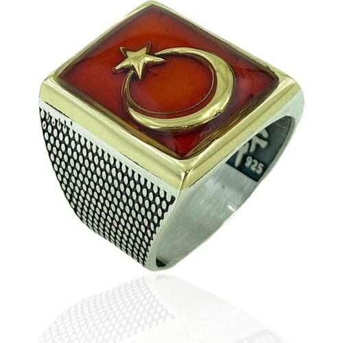 New the Moon the stars Templar Ring Moon Star 925 Silver Ring
