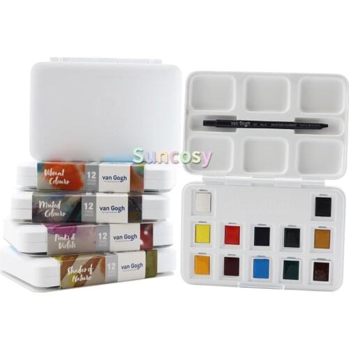 Royal Talens Van Gogh Solid Watercolor 12/15/18/24 Colors Professional Watercolor Paint Set,Art supplies