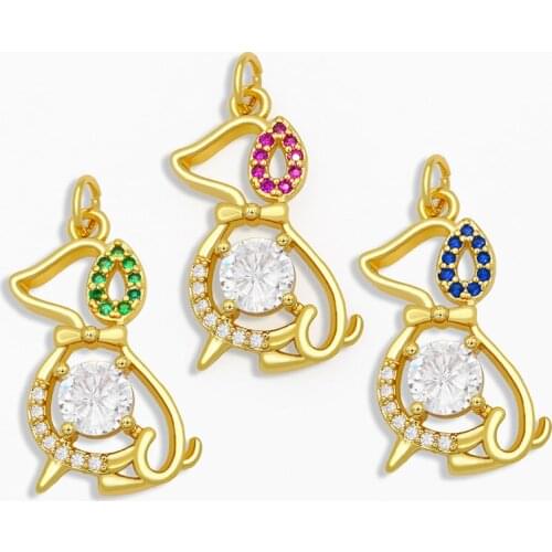 OCESRIO DIY Multiple Colour Dog Pendant Polished Nacklace Pendant Supplies For Handmade Jewelry Making Accessories pdta107