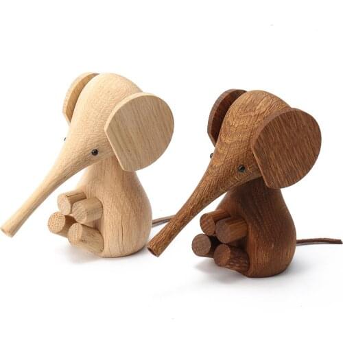 Adjustable Handicraft Elephant Wooden Animal Doll Smooth Surface Home Decorations Gift