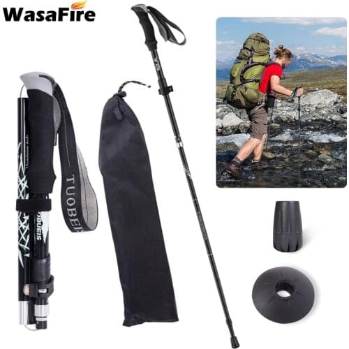 Adjustable Walking Trekking Poles Foldable Ultralight Hiking Walking Sticks Outdoor Camping Telescopic Running Trail Canes